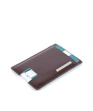 PIQUADRO CAMPIONARIO - BLUE SQUARE  Tarjetero plano de piel CAOBA - Carteras Hombre - 2