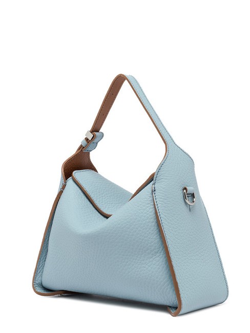 PENELOPE Bolso bandolera de piel con bandolera caramelo-cielo - Bolsos Mujer