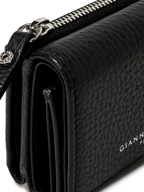 WALLETS GRAIN Cartera peque&ntilde;a de piel granulada negro - Carteras Mujer