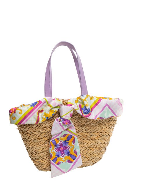 JAVA Bolso de playa mediano de paja púrpura - Bolsos Mujer