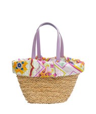 YNOT JAVA Bolso de playa mediano de paja púrpura - Bolsos Mujer - 4