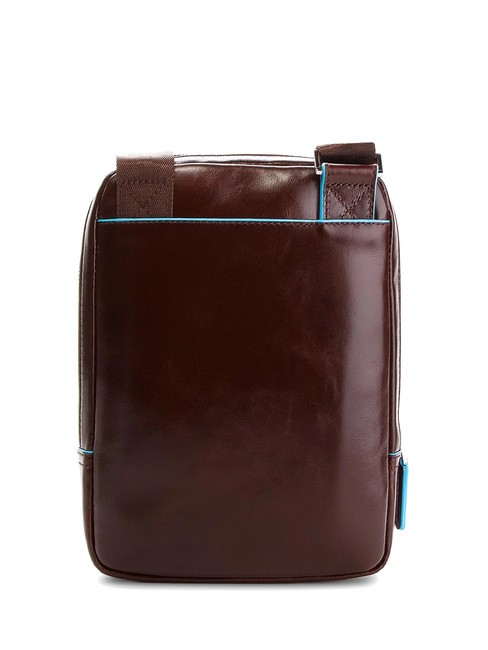 Bolso CUADRADO AZUL, soporte para tableta, en cuero CAOBA - Bandoleras Hombre