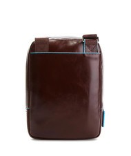 PIQUADRO Bolso CUADRADO AZUL, soporte para tableta, en cuero CAOBA - Bandoleras Hombre - 2