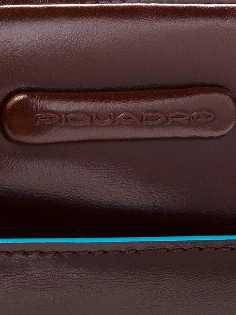 Bolso CUADRADO AZUL, soporte para tableta, en cuero CAOBA - Bandoleras Hombre