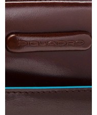PIQUADRO Bolso CUADRADO AZUL, soporte para tableta, en cuero CAOBA - Bandoleras Hombre - 3