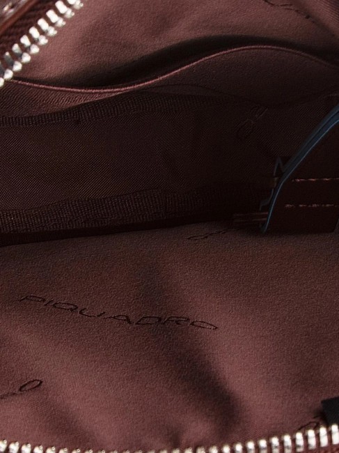 Bolso CUADRADO AZUL, soporte para tableta, en cuero CAOBA - Bandoleras Hombre