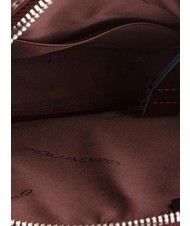 PIQUADRO Bolso CUADRADO AZUL, soporte para tableta, en cuero CAOBA - Bandoleras Hombre - 4