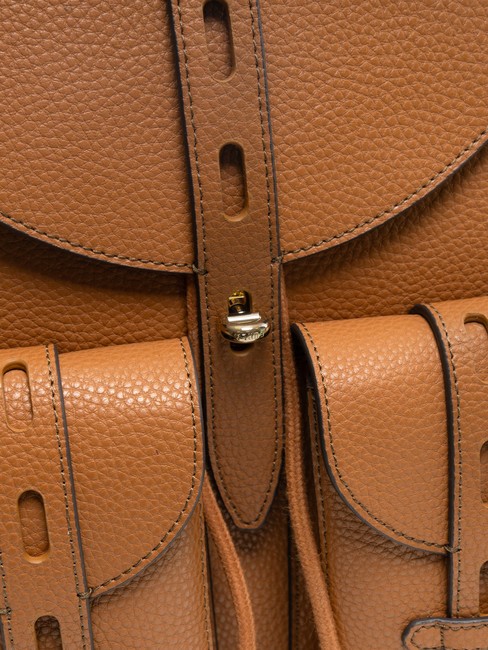 GARDENIA Mochila de piel con estampado Keria brandy - Bolsos Mujer