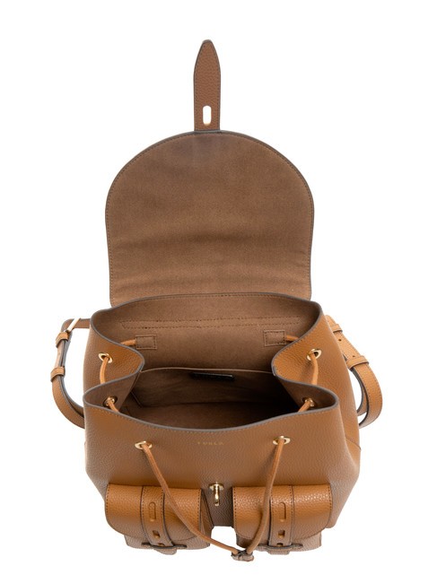 GARDENIA Mochila de piel con estampado Keria brandy - Bolsos Mujer