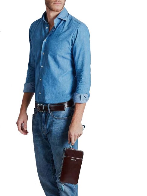 BLUE SQUARE Bolso de mano de piel CAOBA - Bolsos Mujer