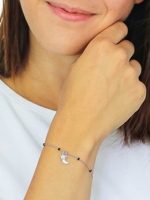 CANDY CHARM Pulsera estrella luna plata rodio - Pulseras