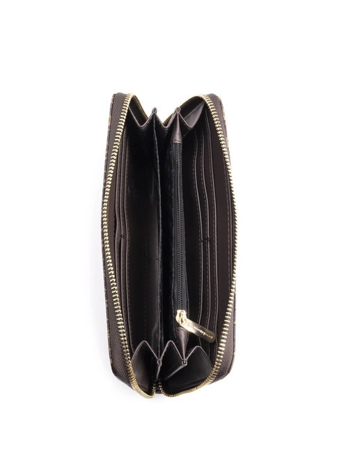 DEVA Cartera grande con cremallera alrededor chocolate - Carteras Mujer