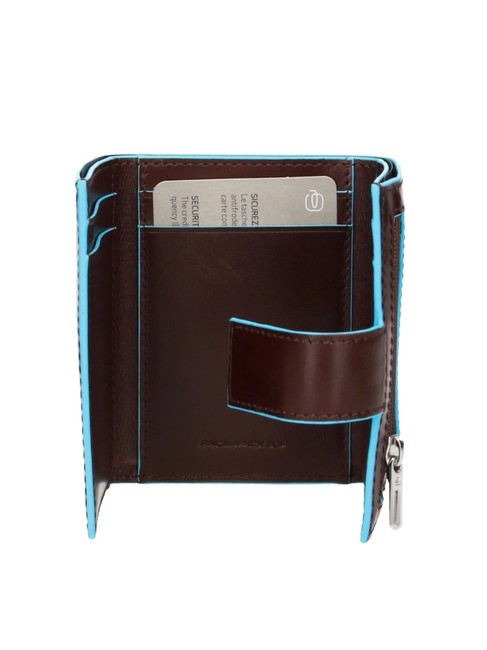 BLUE SQUARE Monedero triple de cuero y monedas CAOBA - Carteras Hombre
