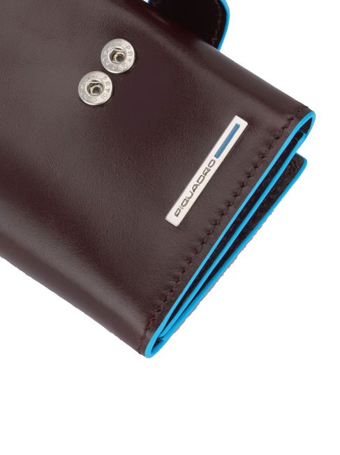 BLUE SQUARE Monedero triple de cuero y monedas CAOBA - Carteras Hombre