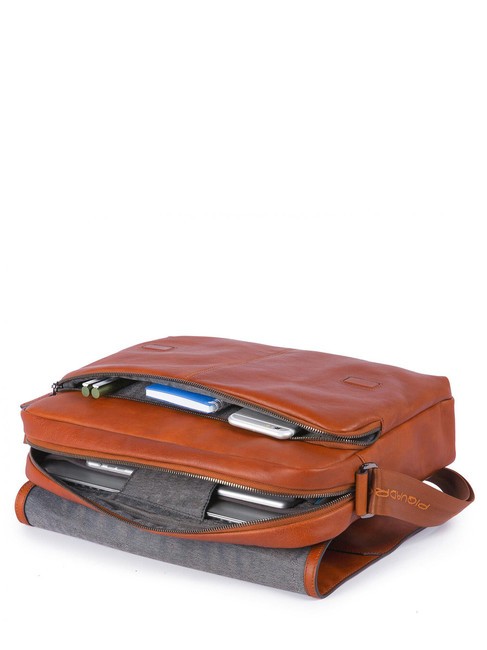 CAMPIONARIO - BLACK SQUARE Bandolera de piel para port&aacute;til de 14" NARANJA - Maletines de Trabajo