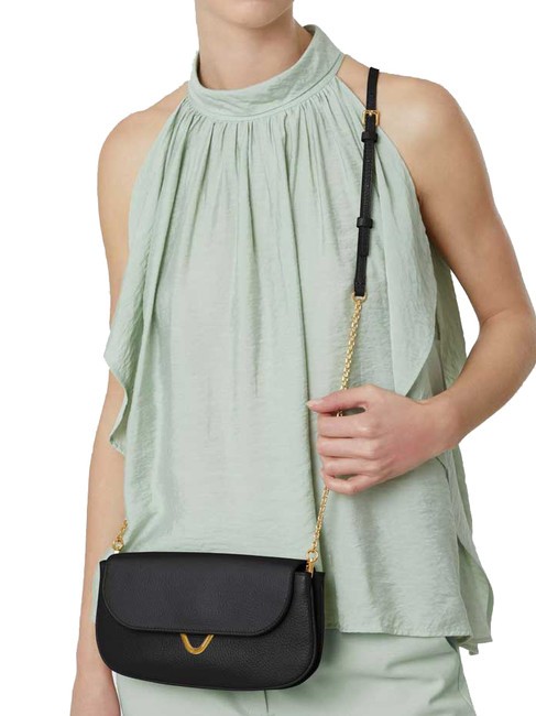 DEW Bolso peque&ntilde;o de piel martillada negro - Bolsos Mujer