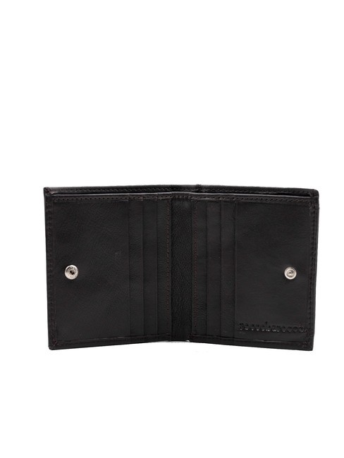 ROUND Cartera de piel con bolsillo para monedas. marron oscuro - Carteras Hombre