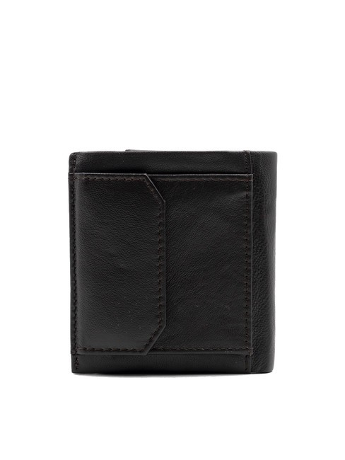 ROUND Cartera de piel con bolsillo para monedas. marron oscuro - Carteras Hombre
