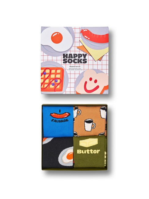 BREAKFAST Set de regalo de 4 pares de calcetines. azul - Calcetines unisex