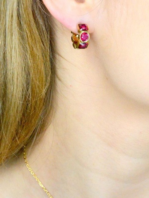 CRAZY EARRINGS Pendientes geom&eacute;tricos oro amarillo/fucsia - Pendientes