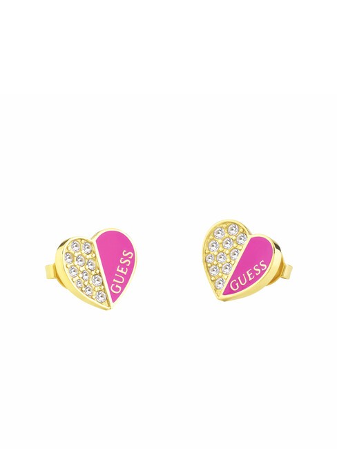 LOVELY GUESS Pendientes de coraz&oacute;n con cristales oro amarillo/fucsia - Pendientes