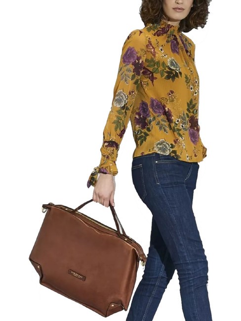 UNICA  Bolso de mano/bandolera, en piel. BROWN - Bolsos Mujer