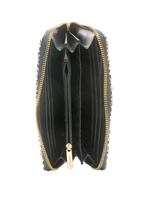 ADELE Cartera grande con cremallera alrededor lana negra - Carteras Mujer