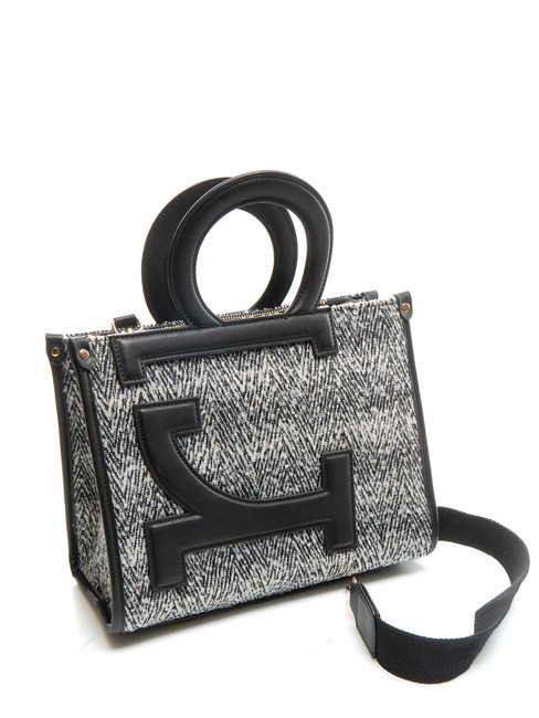 ICONIC WOOL Bolso tote con bandolera negro/blanco - Bolsos Mujer