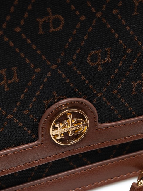 FRIDA Bolso satchel en tejido jacquard chocolate - Bolsos Mujer