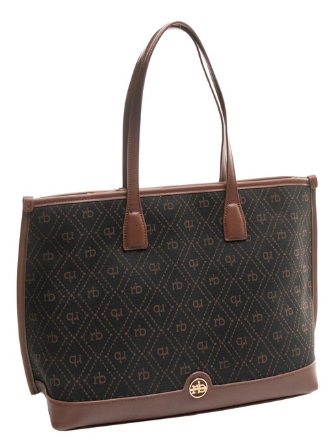FRIDA Bolso shopping en tejido jacquard chocolate - Bolsos Mujer