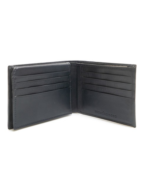 ROUND Cartera de piel con solapa azul - Carteras Hombre