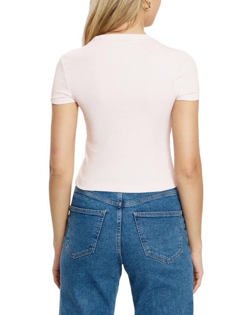 SS CN RIB LOGO Camiseta de manga corta rosa de bajo perfil - camiseta