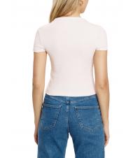 GUESS SS CN RIB LOGO Camiseta de manga corta rosa de bajo perfil - camiseta - 2