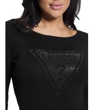 GUESS LS TRIANGLE  camiseta con logo jetbla - Suéteres de mujer - 3