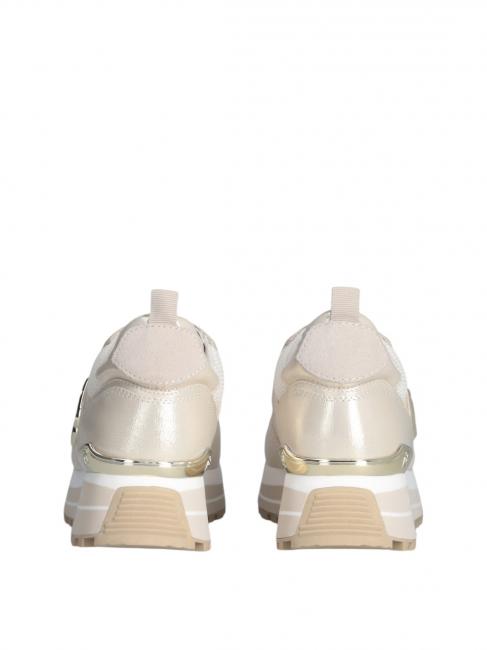 MAXI WONDER 01 Zapatillas con plataforma en piel y malla. Marfil - Zapatos Mujer