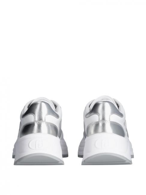 EVA 02 Deportivas de piel y lúrex plata blanca - Zapatos Mujer