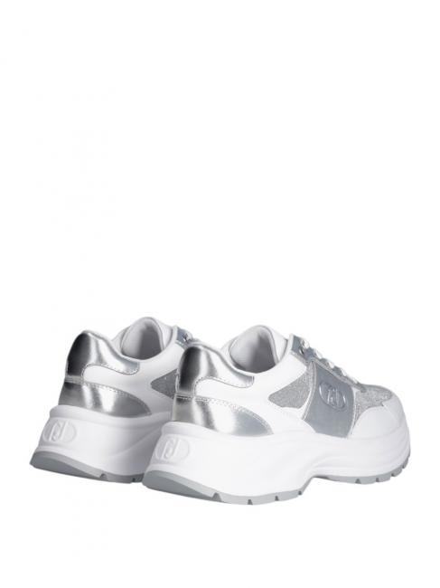 EVA 02 Deportivas de piel y lúrex plata blanca - Zapatos Mujer