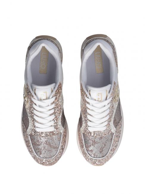 MAXI WONDER 73 Zapatillas con plataforma y purpurina completa brillo dorado - Zapatos Mujer