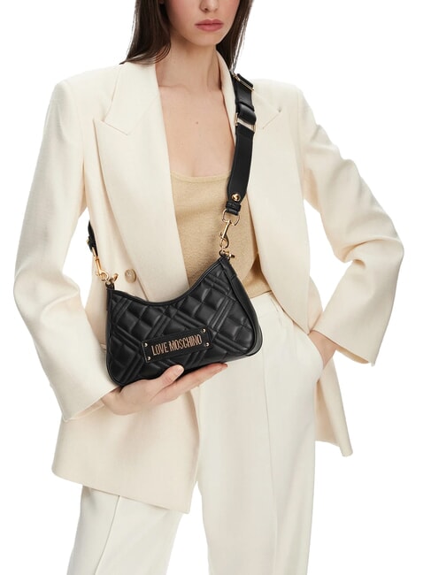 GEOMETRIC QUILTED Bolso de hombro negro - Bolsos Mujer