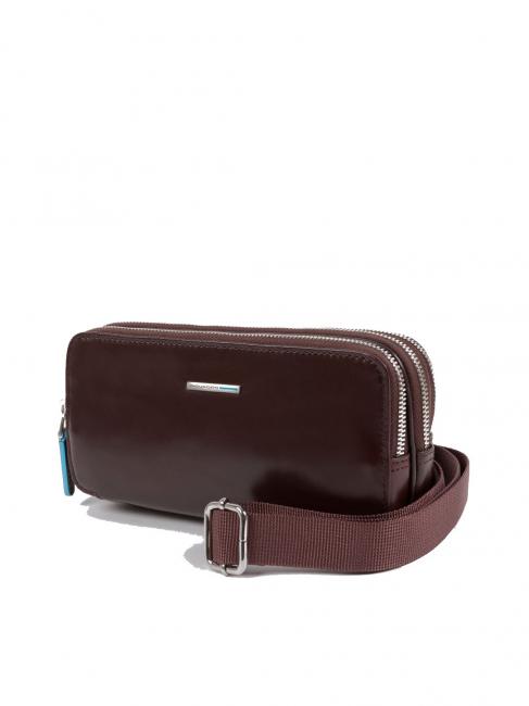 BLUE SQUARE Mini bolso de piel con 3 cremalleras. CAOBA - Fundas para tablet & Organizer