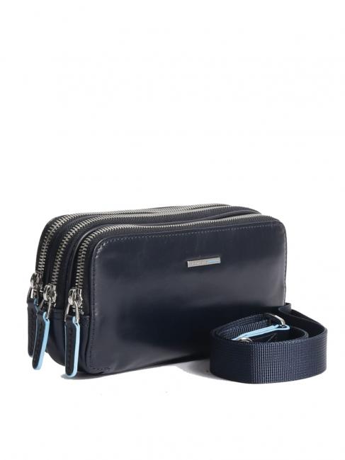 BLUE SQUARE Mini bolso de piel con 3 cremalleras. azul - Fundas para tablet & Organizer