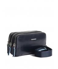 PIQUADRO BLUE SQUARE Mini bolso de piel con 3 cremalleras. azul - Fundas para tablet & Organizer - 2