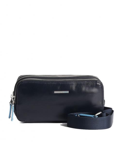 BLUE SQUARE Mini bolso de piel con 3 cremalleras. azul - Fundas para tablet & Organizer