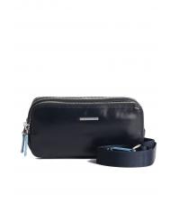 PIQUADRO BLUE SQUARE Mini bolso de piel con 3 cremalleras. azul - Fundas para tablet & Organizer - 3