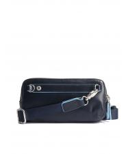 PIQUADRO BLUE SQUARE Mini bolso de piel con 3 cremalleras. azul - Fundas para tablet & Organizer - 4