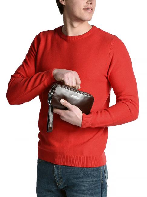 BLUE SQUARE Mini bolso de piel con 3 cremalleras. azul - Fundas para tablet & Organizer