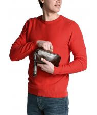 PIQUADRO BLUE SQUARE Mini bolso de piel con 3 cremalleras. azul - Fundas para tablet & Organizer - 5