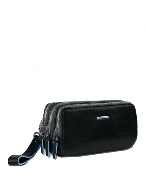 BLUE SQUARE Mini bolso de piel con 3 cremalleras. negro - Fundas para tablet & Organizer