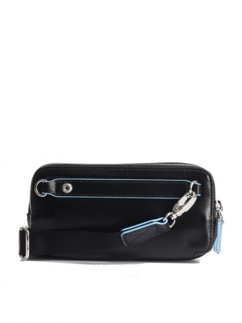 BLUE SQUARE Mini bolso de piel con 3 cremalleras. negro - Fundas para tablet & Organizer