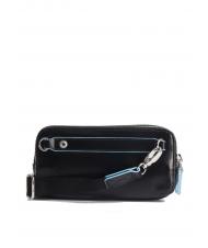 PIQUADRO BLUE SQUARE Mini bolso de piel con 3 cremalleras. negro - Fundas para tablet & Organizer - 4